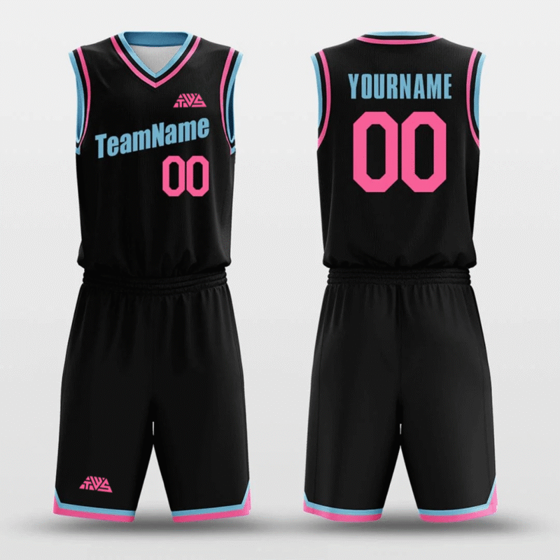 Black Blue Pink - Customized Basketball Jersey Design - Image 3